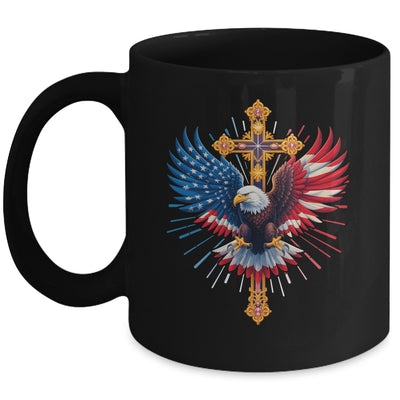 Bald Eagle Christian Faith Ctoss USA Flag Patriotic American Mug | siriusteestore