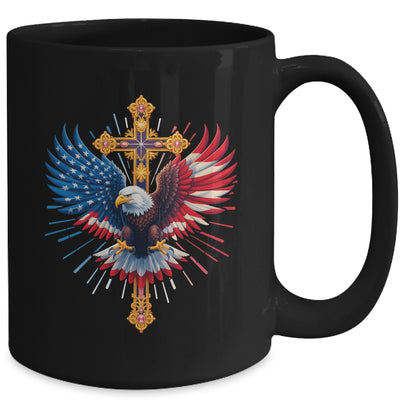 Bald Eagle Christian Faith Ctoss USA Flag Patriotic American Mug | siriusteestore