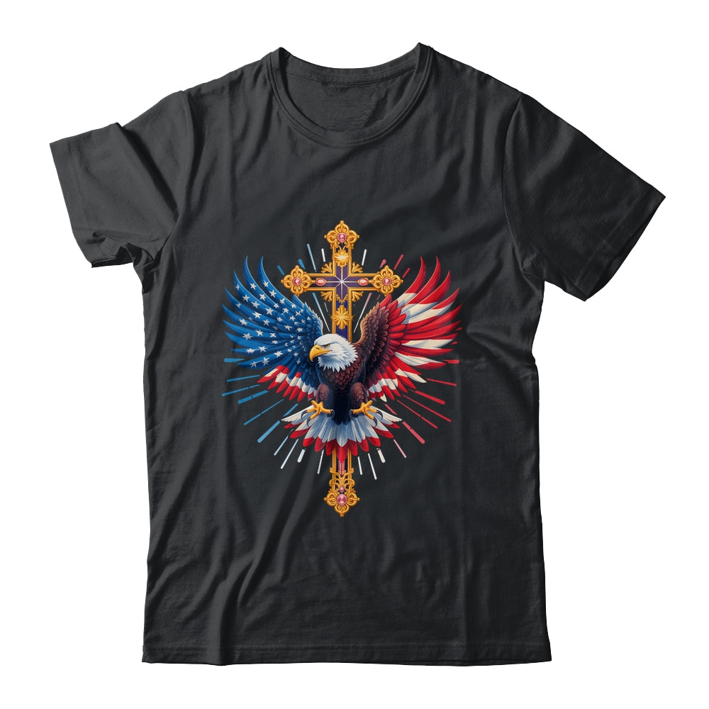 Bald Eagle Christian Faith Ctoss USA Flag Patriotic American Shirt & Hoodie | siriusteestore