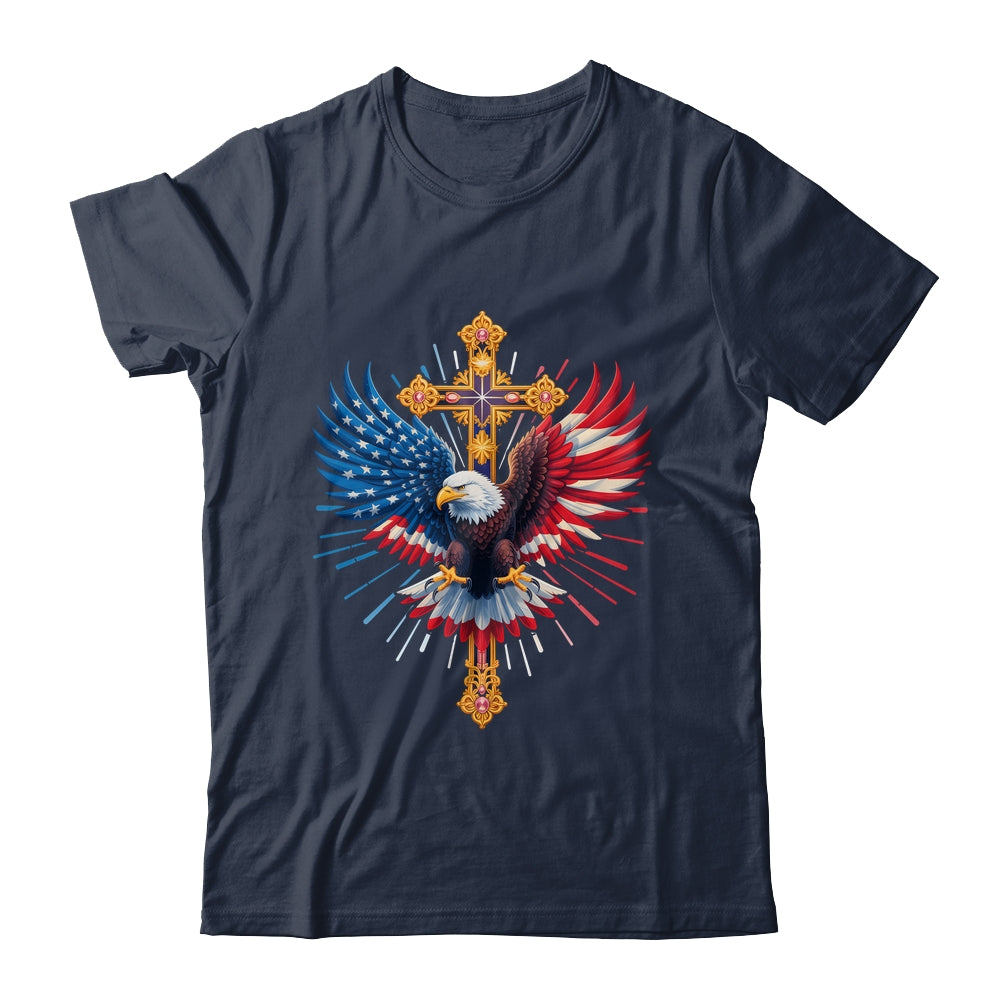 Bald Eagle Christian Faith Ctoss USA Flag Patriotic American Shirt & Hoodie | siriusteestore