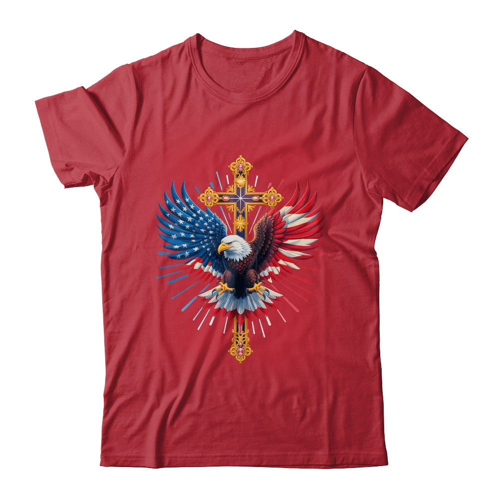 Bald Eagle Christian Faith Ctoss USA Flag Patriotic American Shirt & Hoodie | siriusteestore