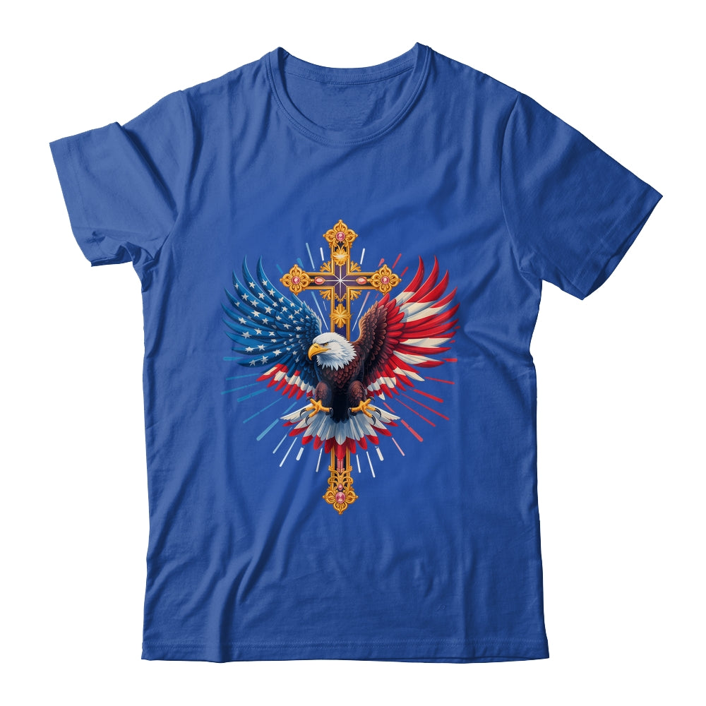 Bald Eagle Christian Faith Ctoss USA Flag Patriotic American Shirt & Hoodie | siriusteestore