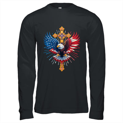 Bald Eagle Christian Faith Ctoss USA Flag Patriotic American Shirt & Hoodie | siriusteestore