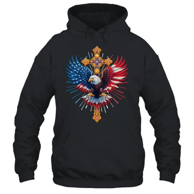 Bald Eagle Christian Faith Ctoss USA Flag Patriotic American Shirt & Hoodie | siriusteestore