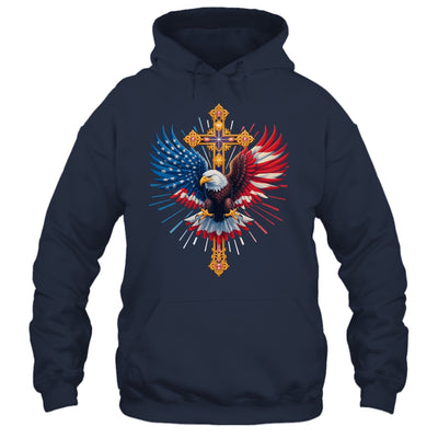 Bald Eagle Christian Faith Ctoss USA Flag Patriotic American Shirt & Hoodie | siriusteestore