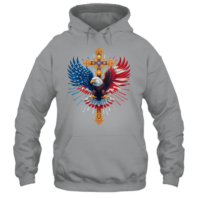 Bald Eagle Christian Faith Ctoss USA Flag Patriotic American Shirt & Hoodie | siriusteestore