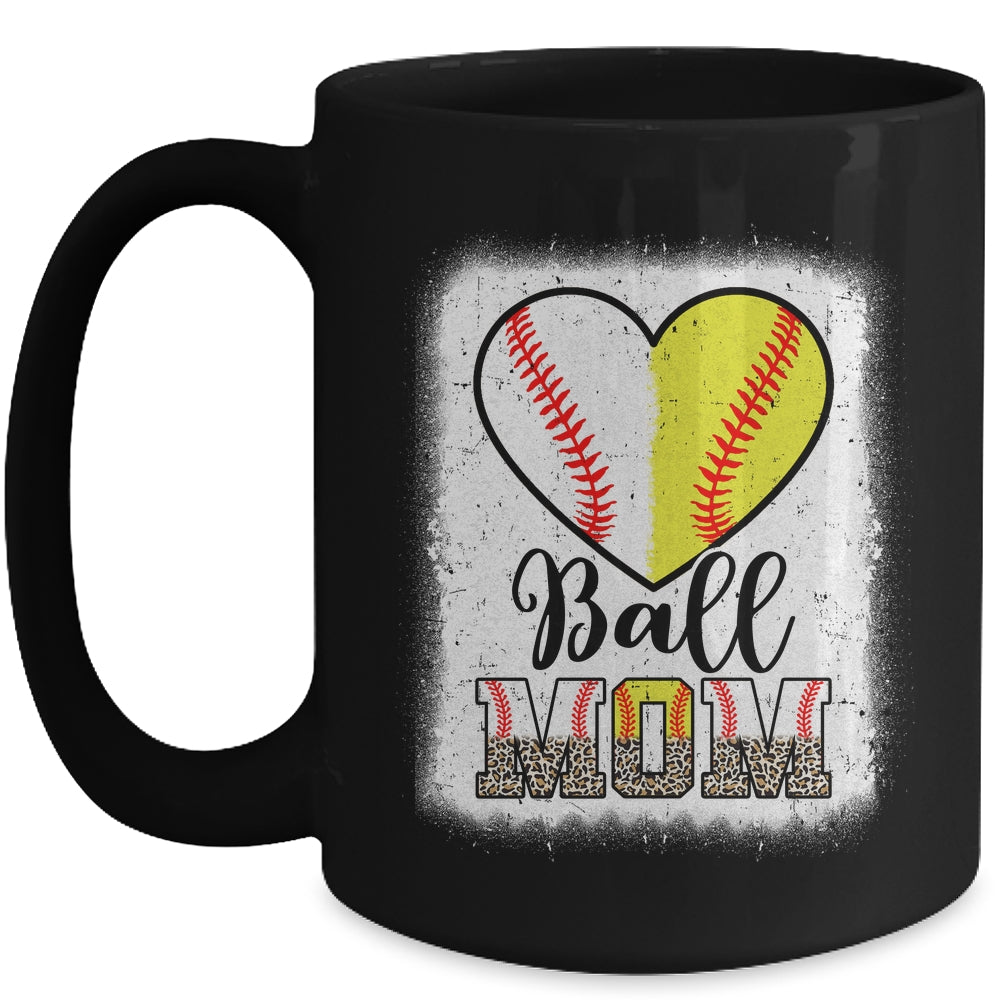 Ball Mom Heart Baseball Softball Mama Mothers Day Mug | siriusteestore