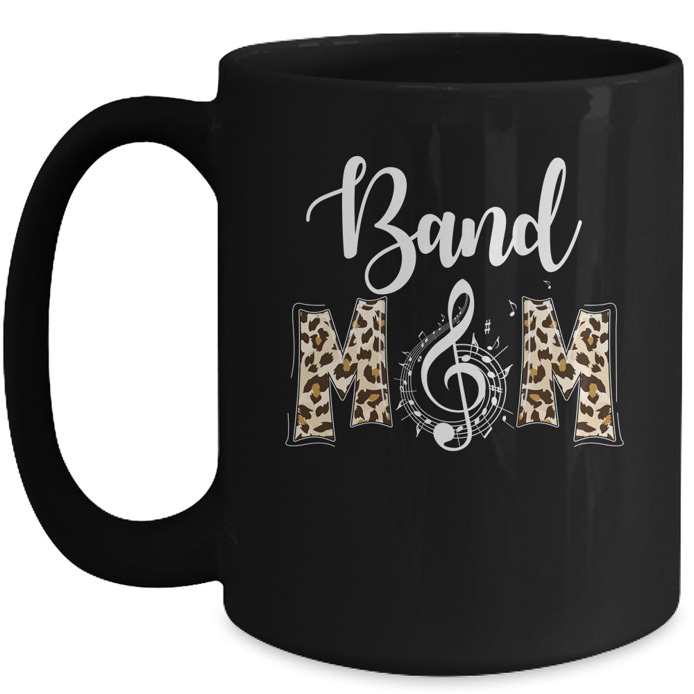 Band Mom Leopard Print Proud Band Mama Musical Marching Band Mug | siriusteestore