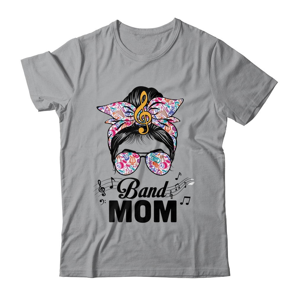 Band Mom Marching Band Design Messy Bun Hair Woman Shirt & Tank Top | siriusteestore