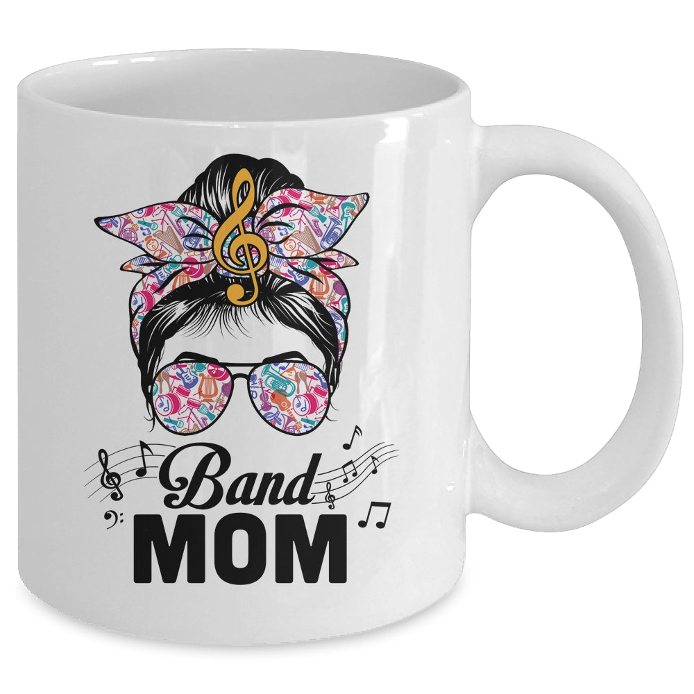 Band Mom Marching Band Design Messy Bun Hair Woman Mug | siriusteestore