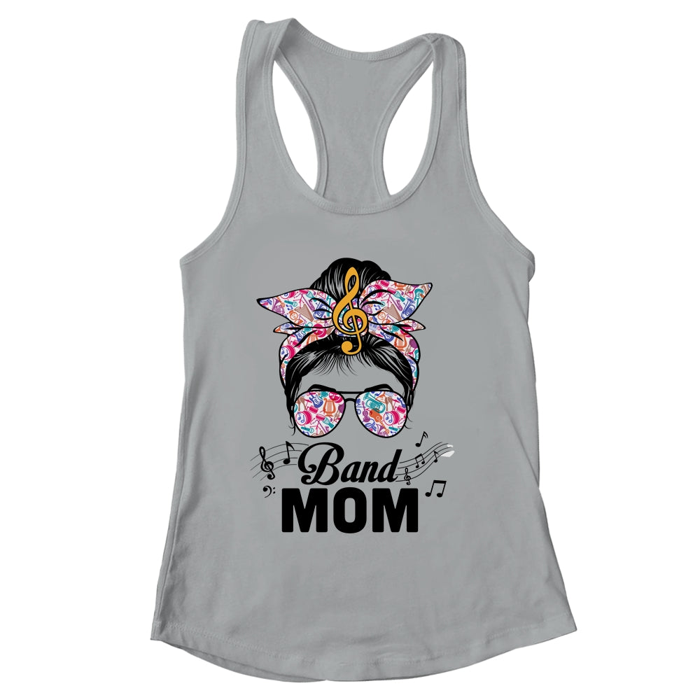 Band Mom Marching Band Design Messy Bun Hair Woman Shirt & Tank Top | siriusteestore