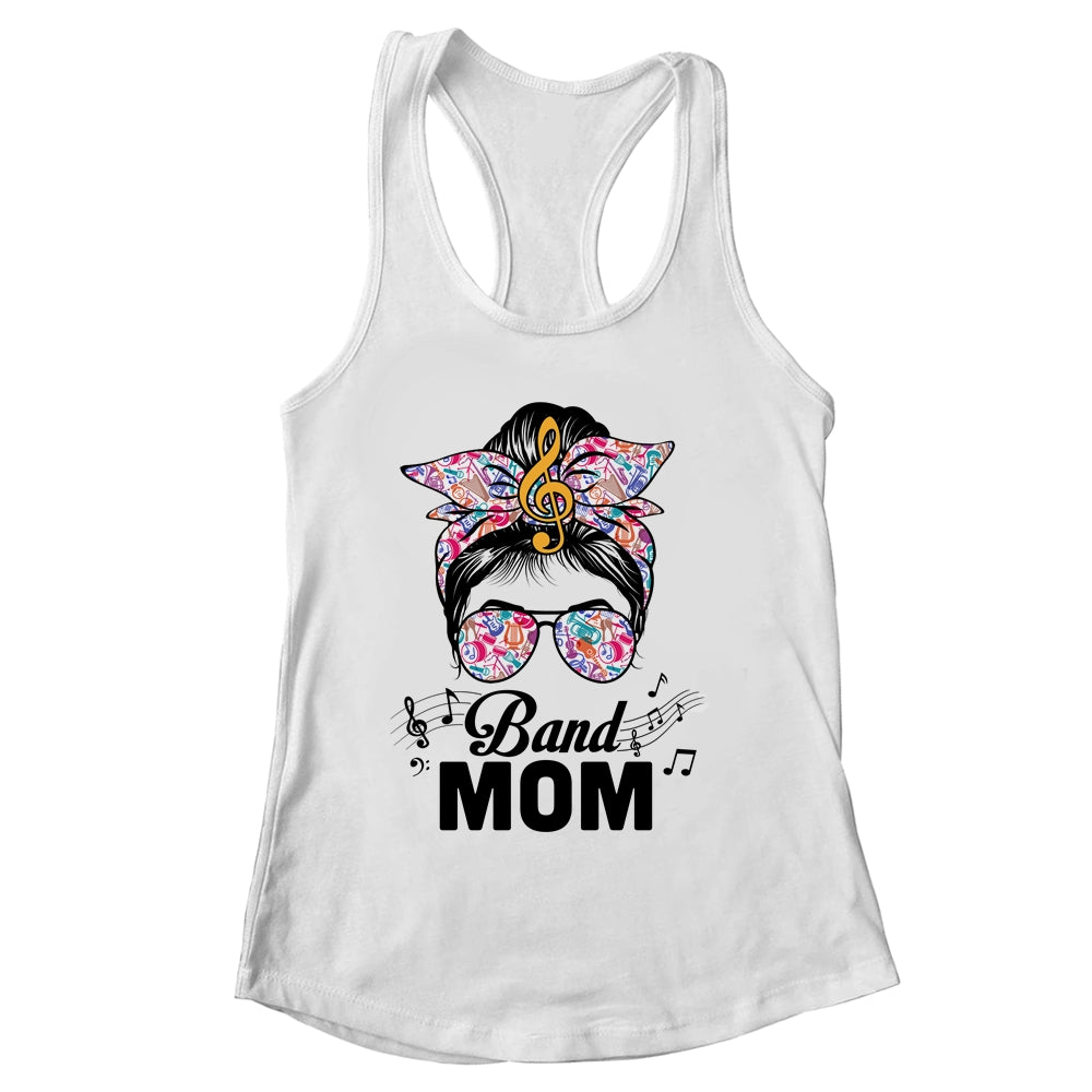 Band Mom Marching Band Design Messy Bun Hair Woman Shirt & Tank Top | siriusteestore