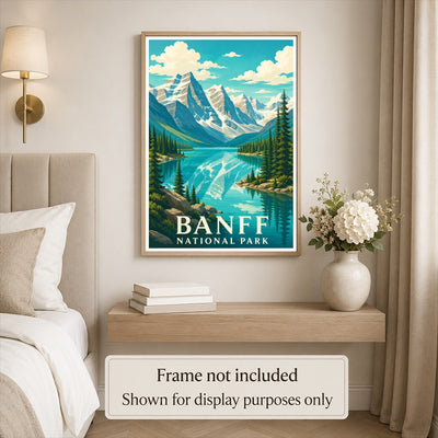 Banff National Park Travel Poster Mountain Lake Landscape Wall Art Decor Souvenir Print Painting Picture For Home Living Room Office Bedroom Kitchen Decor Unframed | siriusteestore
