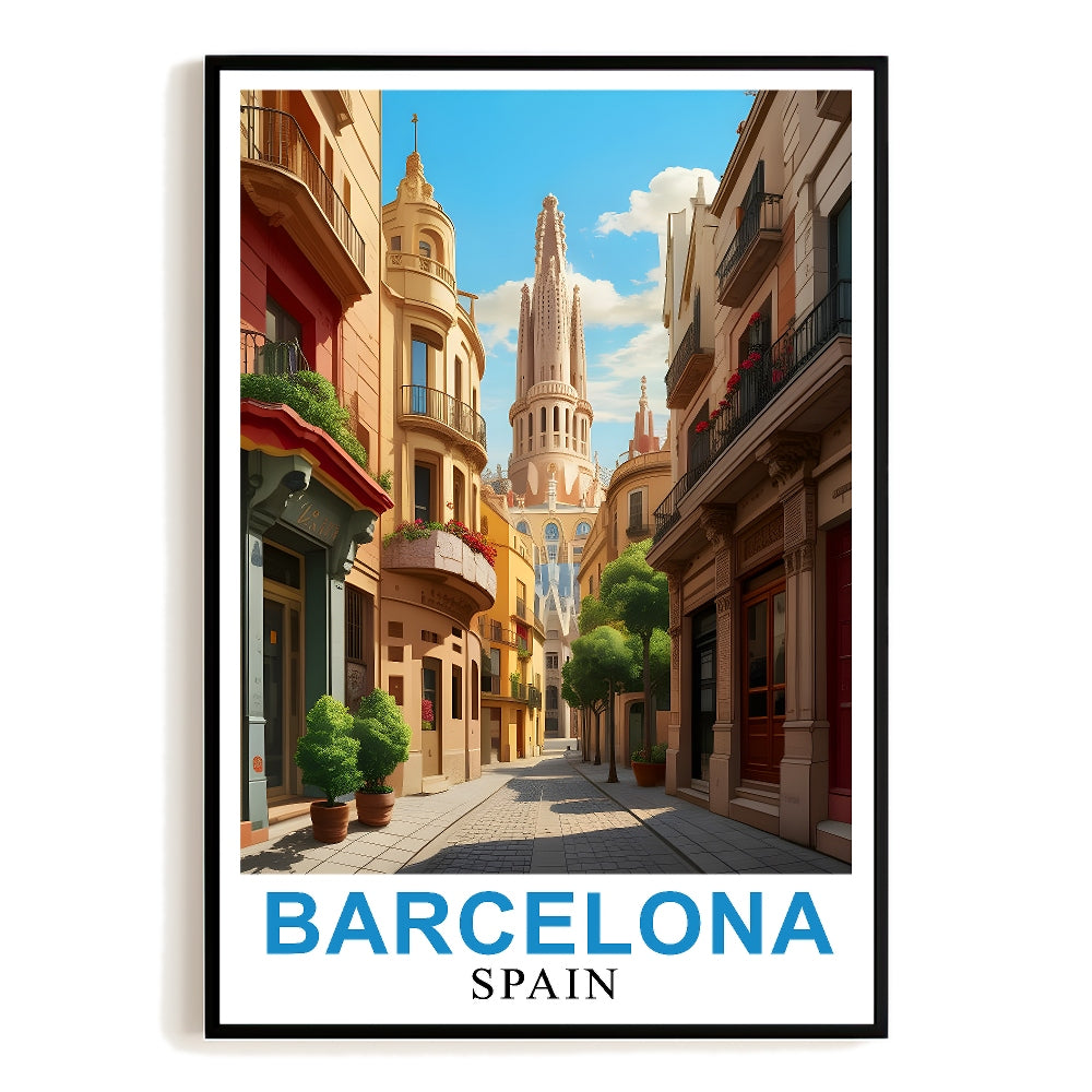 Barcelona Cityscape Spain Poster Street Art And Architecture Vintage Travel Enthusiasts Wall Art Landscape Painting Print Ideal For Home Decor Office Decor Unframed | siriusteestore