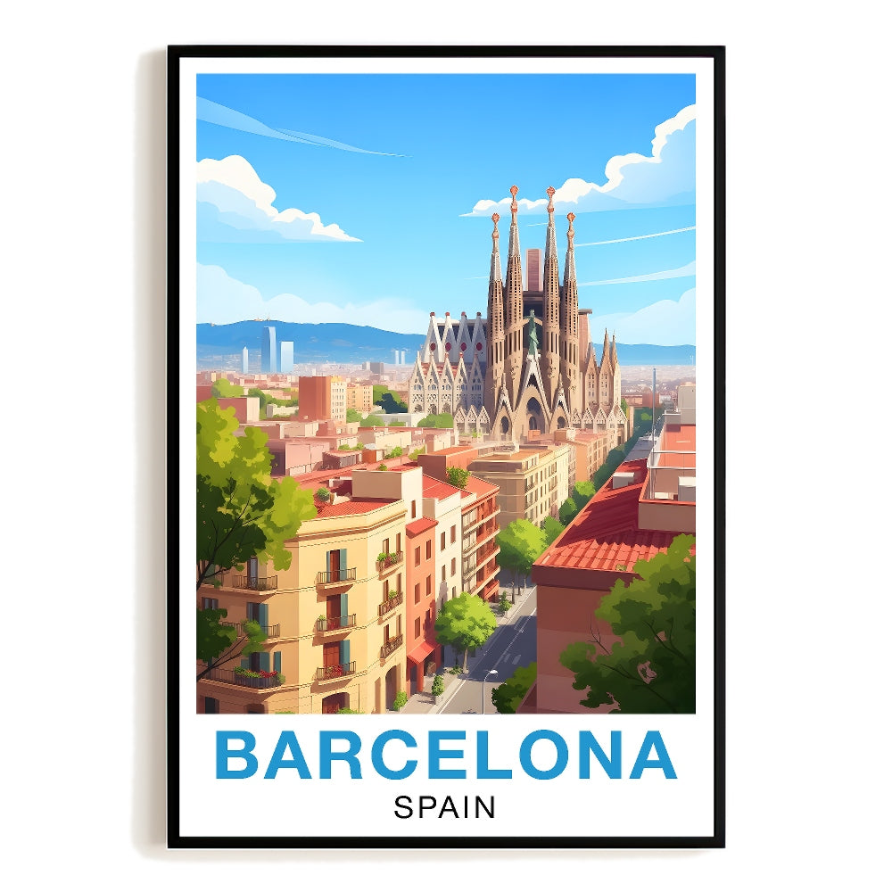 Barcelona Spain Vintage Travel Poster Nature City Wall Art Landscape Prints Paintings Picture For Home Room Living Room Office Bedroom Aesthetic Decor Unframed | siriusteestore