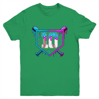 Baseball 10th Birthday Ice Cream Drip 10 Year Old Birthday Boy Youth Shirt | siriusteestore