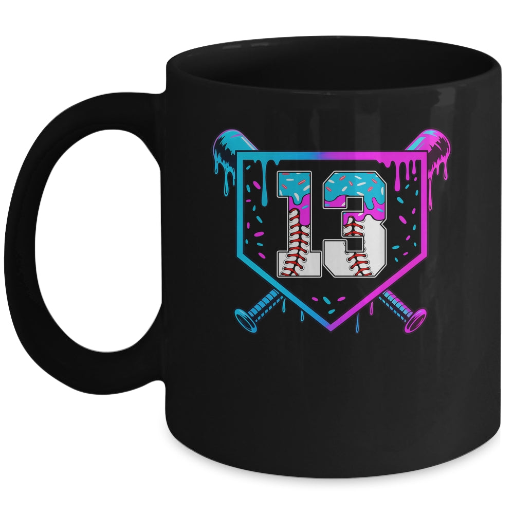 Baseball 13th Birthday Ice Cream Drip 13 Year Old Birthday Boy Mug | siriusteestore