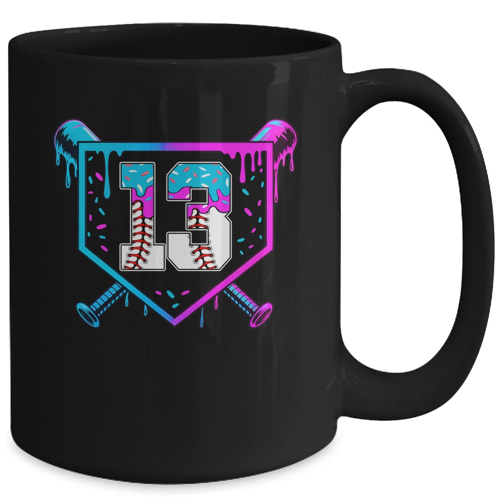 Baseball 13th Birthday Ice Cream Drip 13 Year Old Birthday Boy Mug | siriusteestore