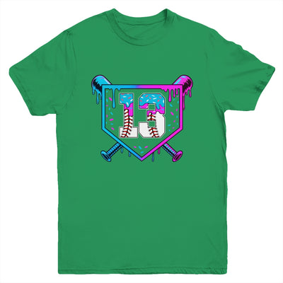 Baseball 13th Birthday Ice Cream Drip 13 Year Old Birthday Boy Youth Shirt | siriusteestore