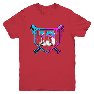 Baseball 13th Birthday Ice Cream Drip 13 Year Old Birthday Boy Youth Shirt | siriusteestore