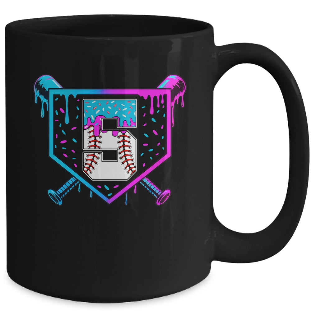 Baseball 5th Birthday Ice Cream Drip 5 Year Old Birthday Boy Mug | siriusteestore