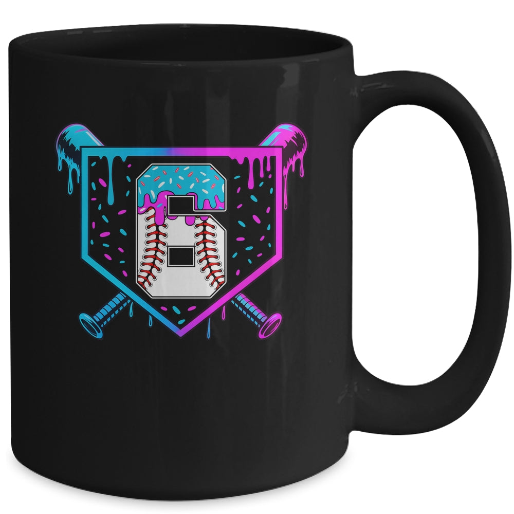 Baseball 6th Birthday Ice Cream Drip 6 Year Old Birthday Boy Mug | siriusteestore