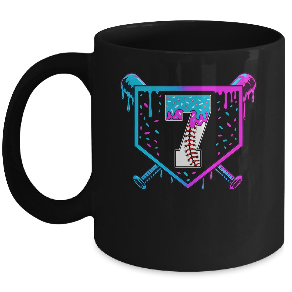 Baseball 7th Birthday Ice Cream Drip 7 Year Old Birthday Boy Mug | siriusteestore