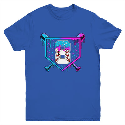 Baseball 8th Birthday Ice Cream Drip 8 Year Old Birthday Boy Youth Shirt | siriusteestore