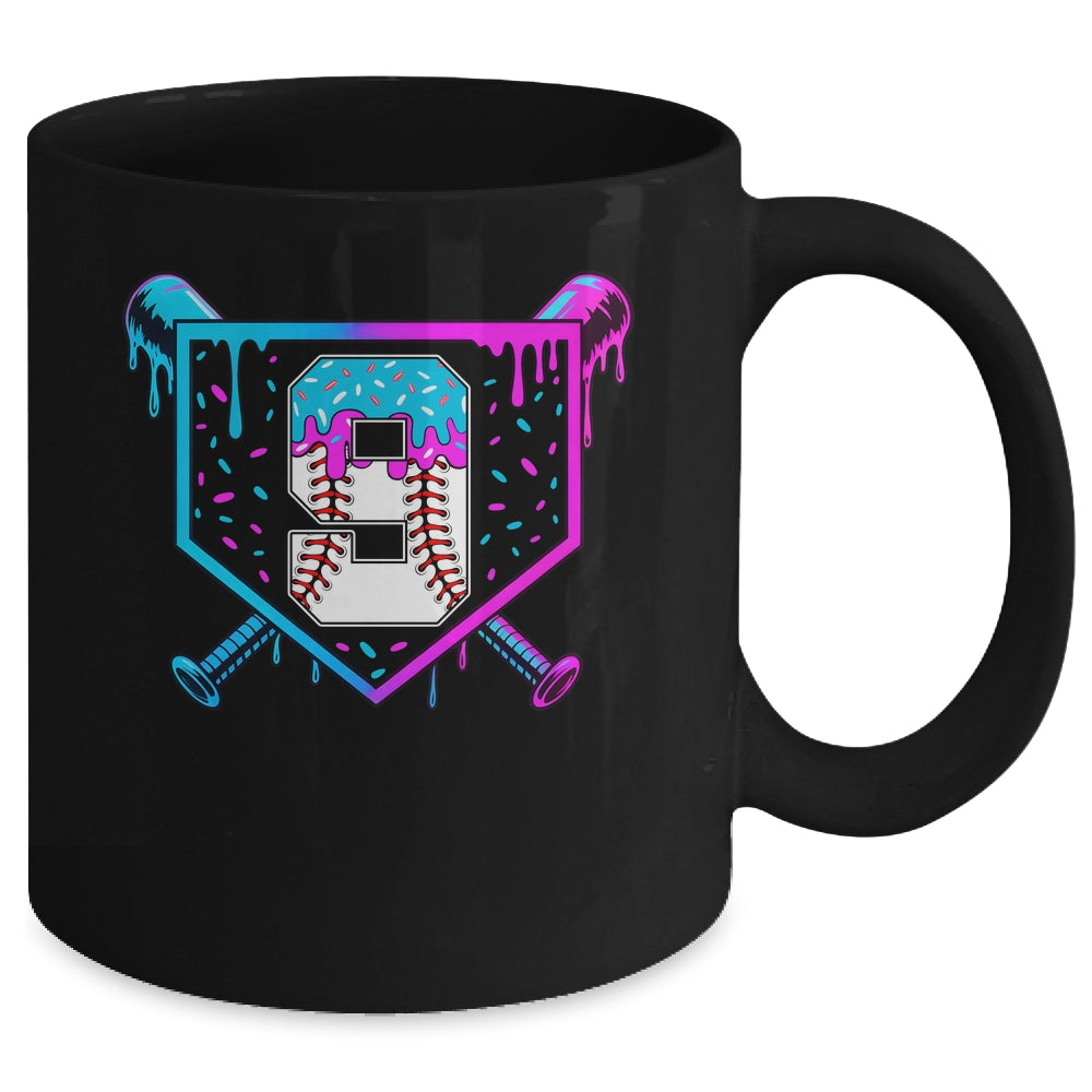 Baseball 9th Birthday Ice Cream Drip 9 Year Old Birthday Boy Mug | siriusteestore