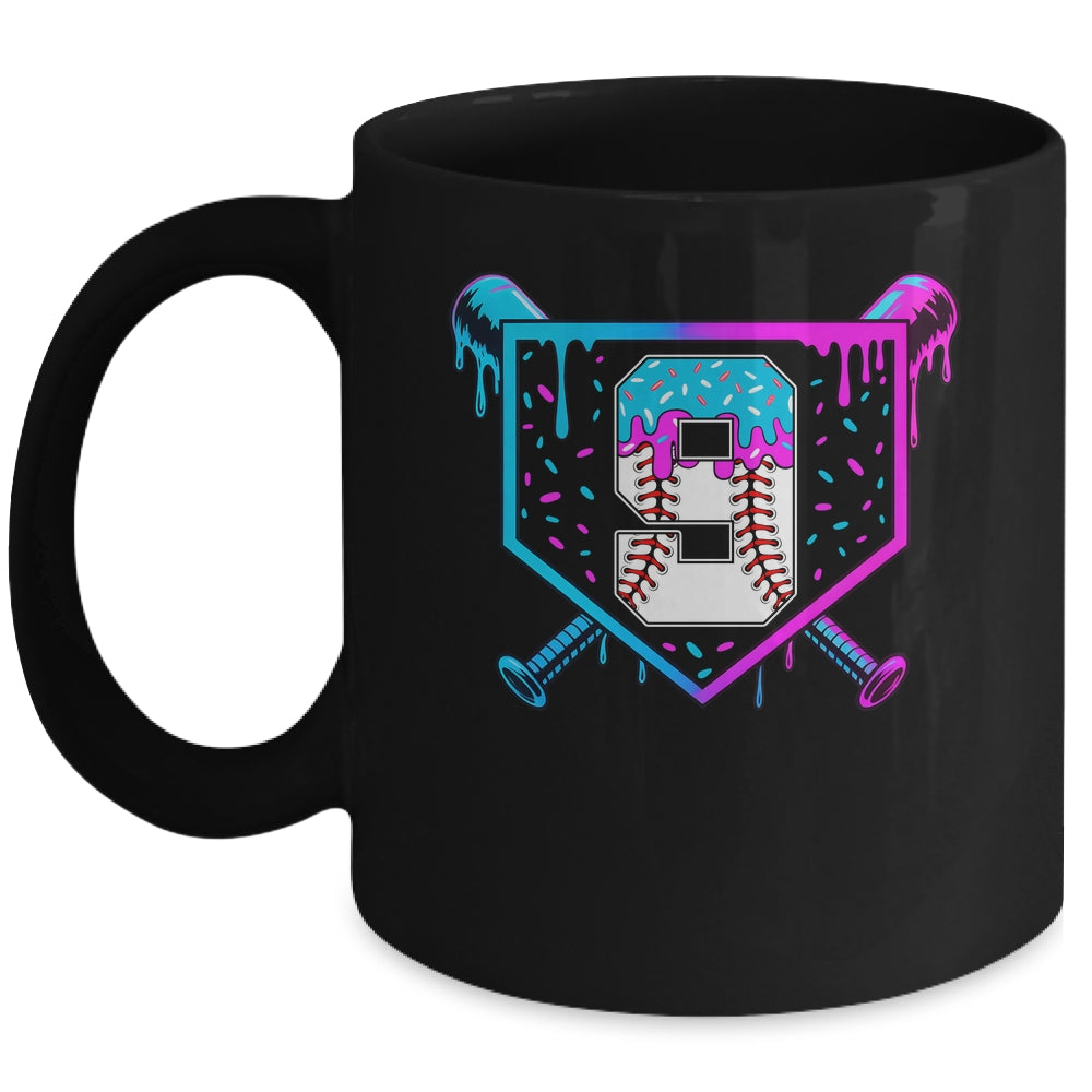 Baseball 9th Birthday Ice Cream Drip 9 Year Old Birthday Boy Mug | siriusteestore