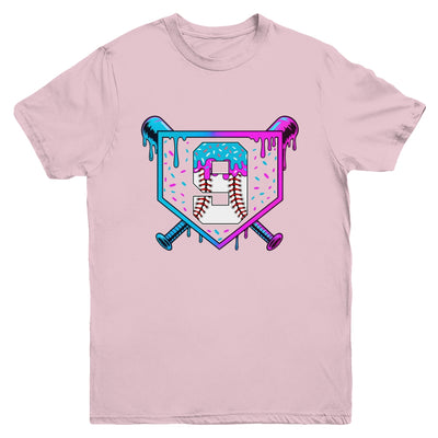 Baseball 9th Birthday Ice Cream Drip 9 Year Old Birthday Boy Youth Shirt | siriusteestore
