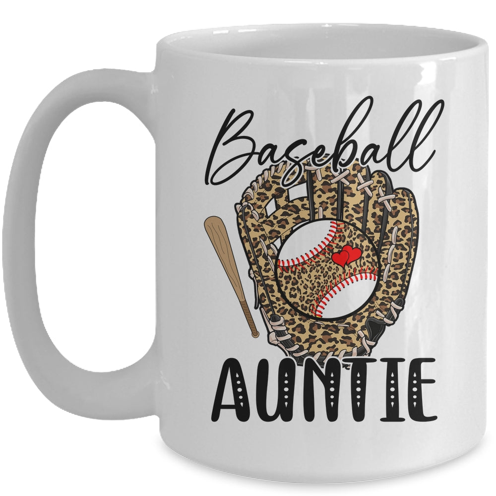 Baseball Auntie Leopard Game Day Women Lover Mothers Day Mug | siriusteestore