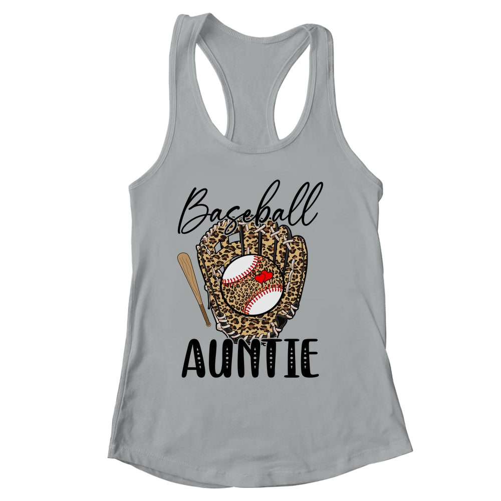 Baseball Auntie Leopard Game Day Women Lover Mothers Day Shirt & Tank Top | siriusteestore