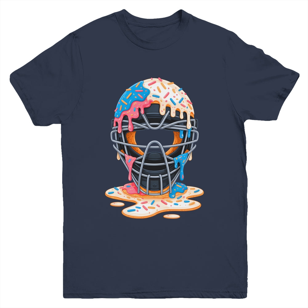 Baseball Catcher Mask Ice Cream Dripping Baseball Fan Boys Youth Shirt | siriusteestore