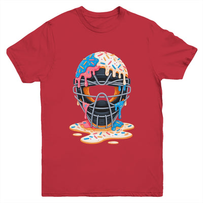 Baseball Catcher Mask Ice Cream Dripping Baseball Fan Boys Youth Shirt | siriusteestore