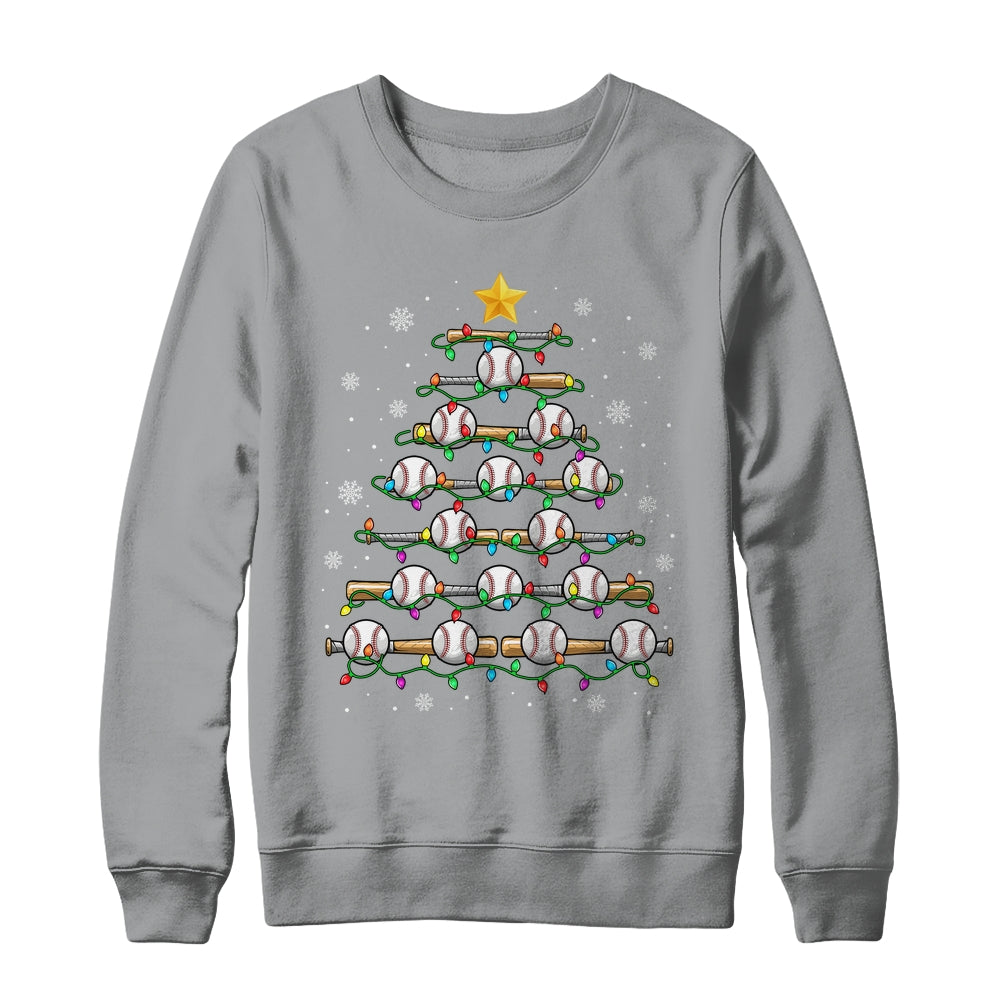 Baseball Christmas Tree Light Xmas Baseball Men Boys Kids Shirt & Sweatshirt | siriusteestore