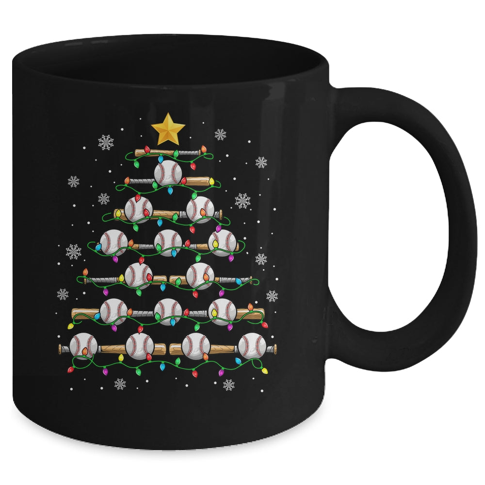 Baseball Christmas Tree Light Xmas Baseball Men Boys Kids Mug | siriusteestore