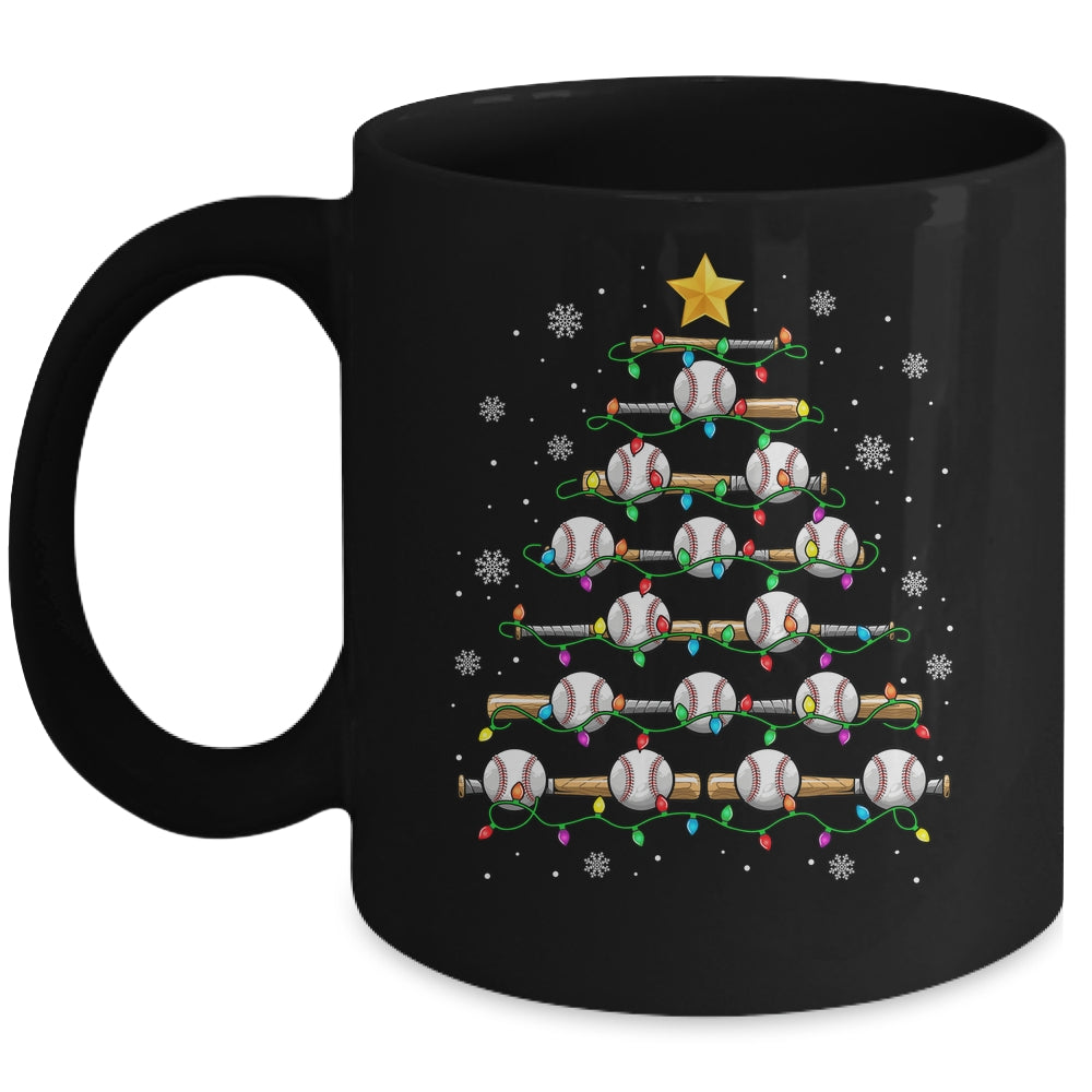 Baseball Christmas Tree Light Xmas Baseball Men Boys Kids Mug | siriusteestore