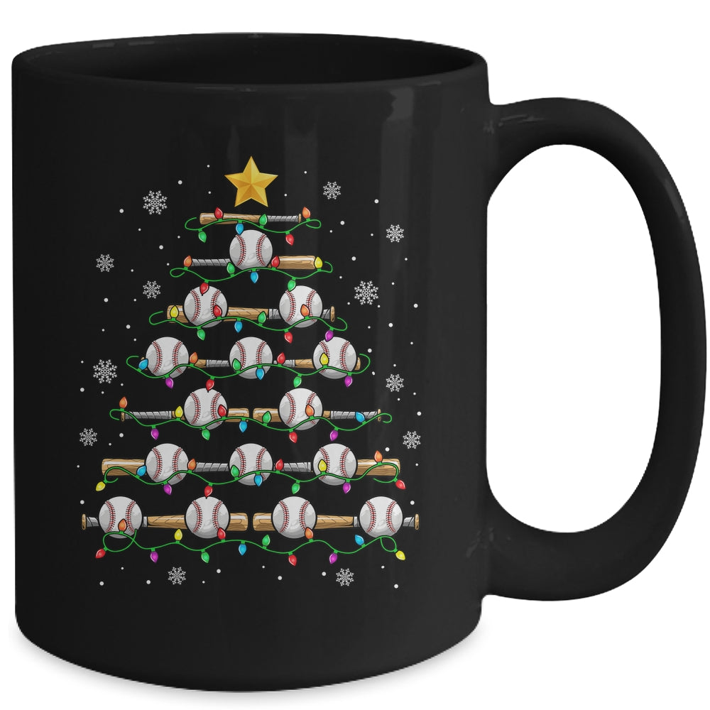 Baseball Christmas Tree Light Xmas Baseball Men Boys Kids Mug | siriusteestore