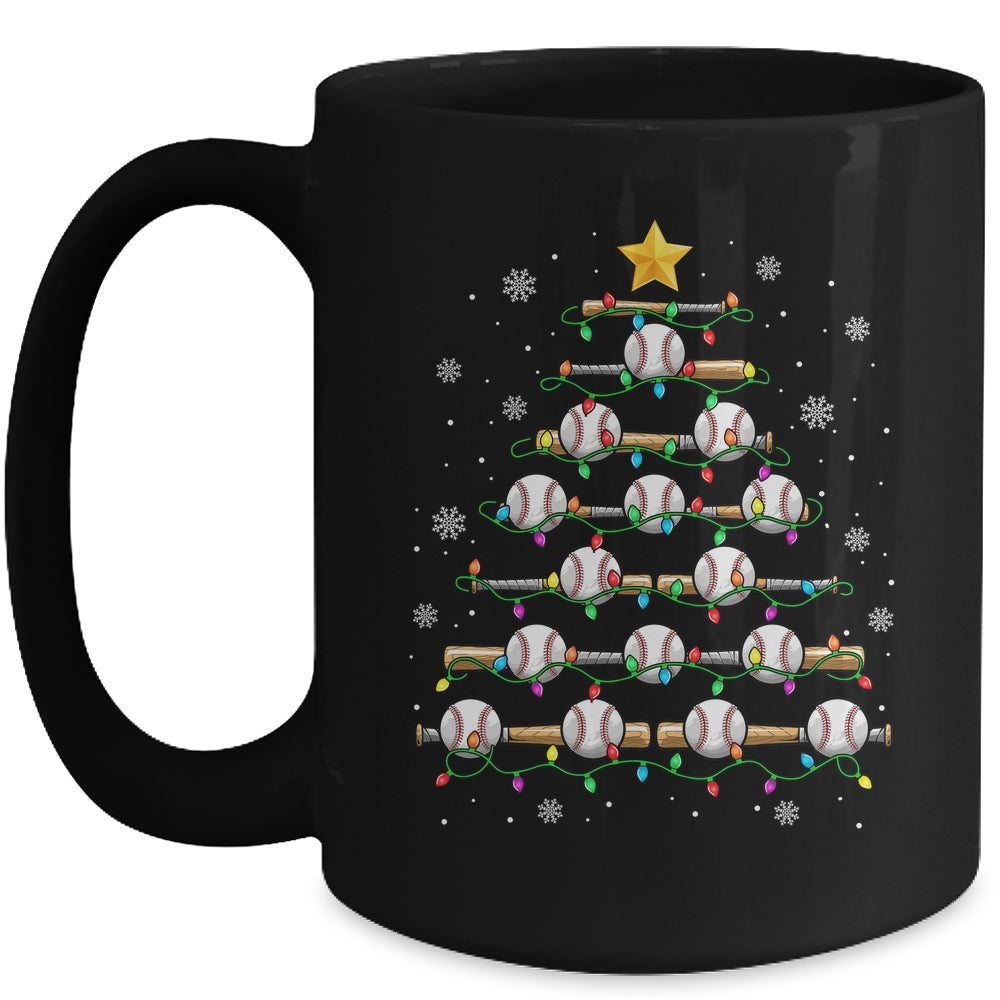 Baseball Christmas Tree Light Xmas Baseball Men Boys Kids Mug | siriusteestore