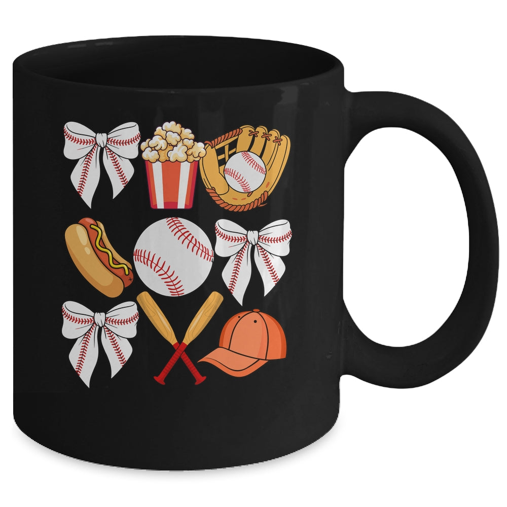 Baseball Coquette Bow Women Girls Baseball Cheer Mom Mama Mug | siriusteestore