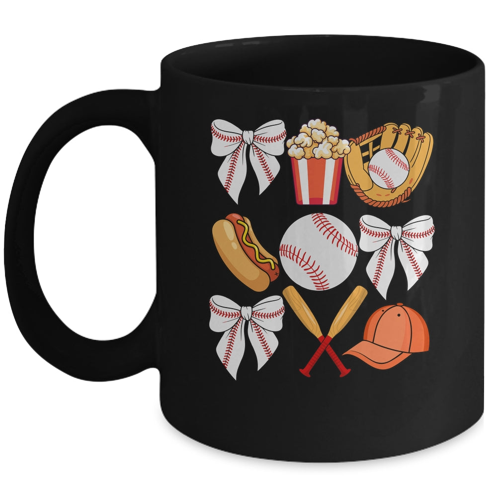 Baseball Coquette Bow Women Girls Baseball Cheer Mom Mama Mug | siriusteestore
