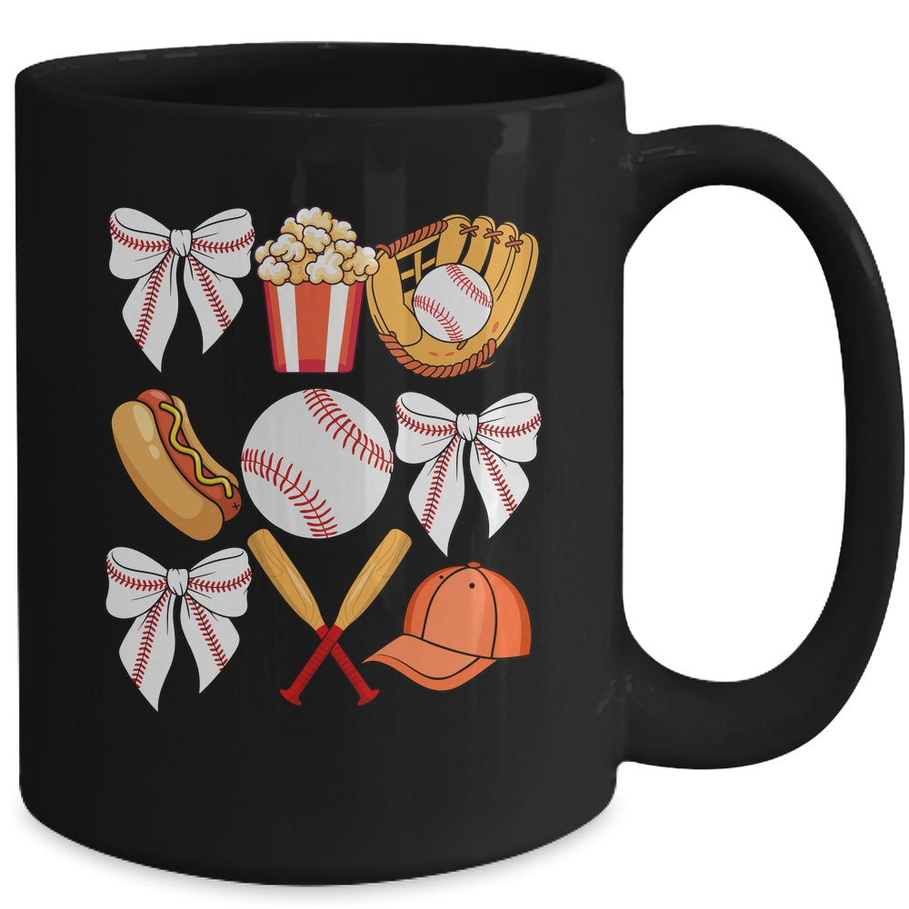 Baseball Coquette Bow Women Girls Baseball Cheer Mom Mama Mug | siriusteestore