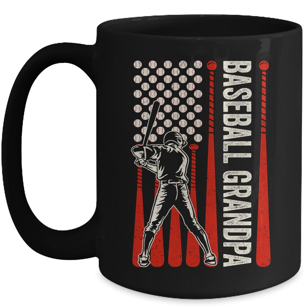 Baseball Design For Men Grandpa Flag Baseball Fathers Day Mug | siriusteestore