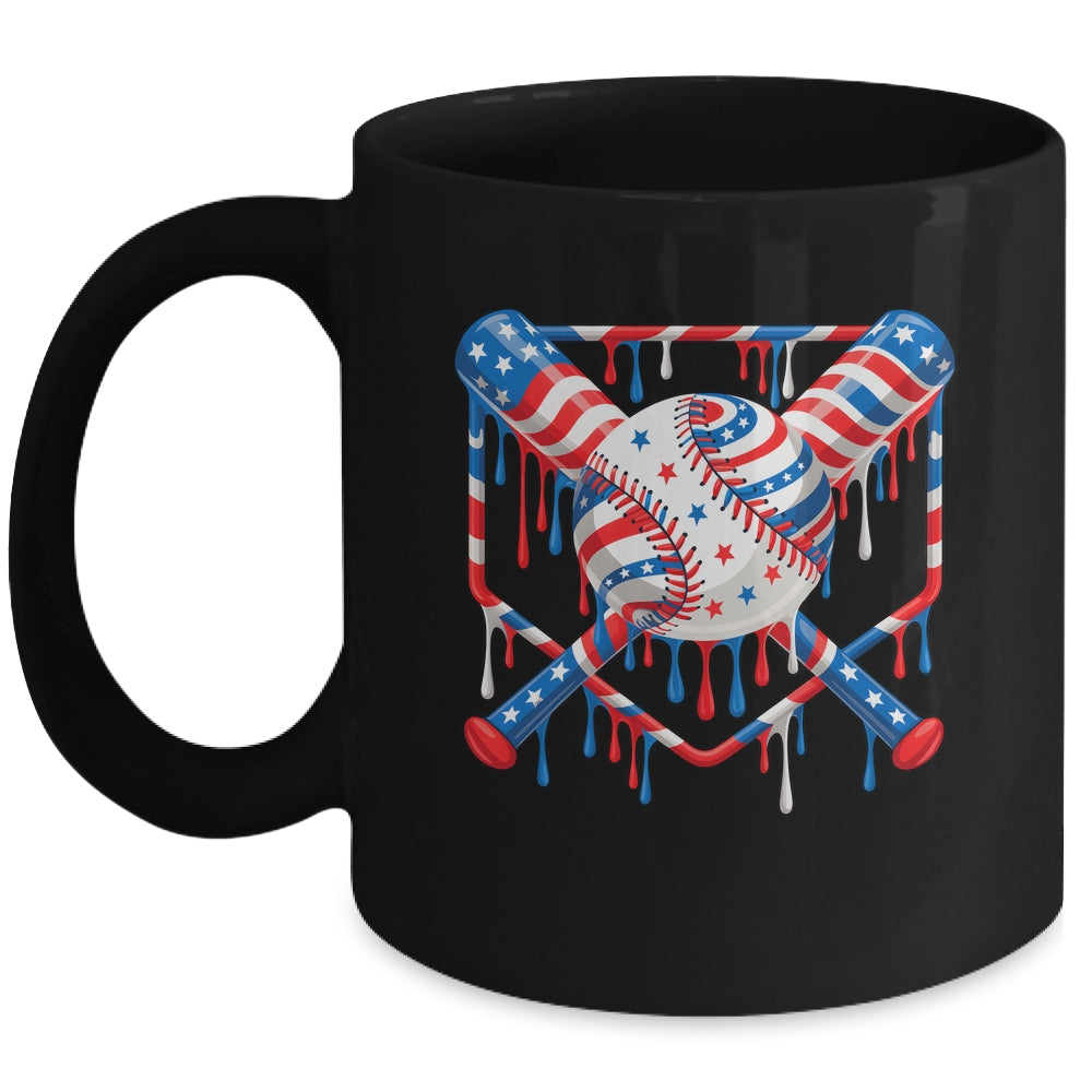 Baseball Drip American Flag Boys Girl Kids 4th Of July Mug | siriusteestore