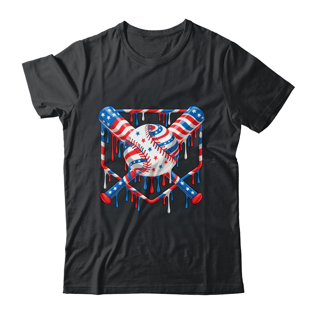 Baseball Drip American Flag Boys Girl Kids 4th Of July Shirt & Hoodie | siriusteestore
