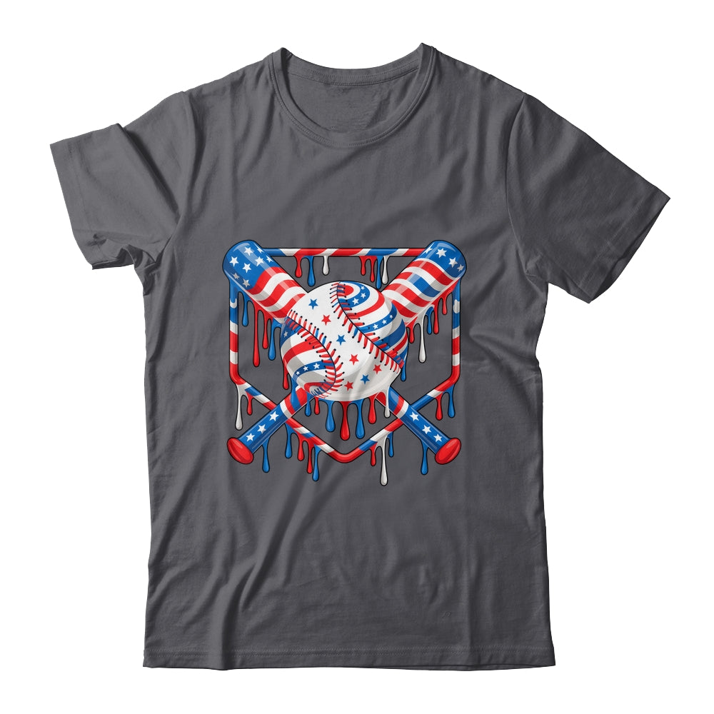 Baseball Drip American Flag Boys Girl Kids 4th Of July Shirt & Hoodie | siriusteestore