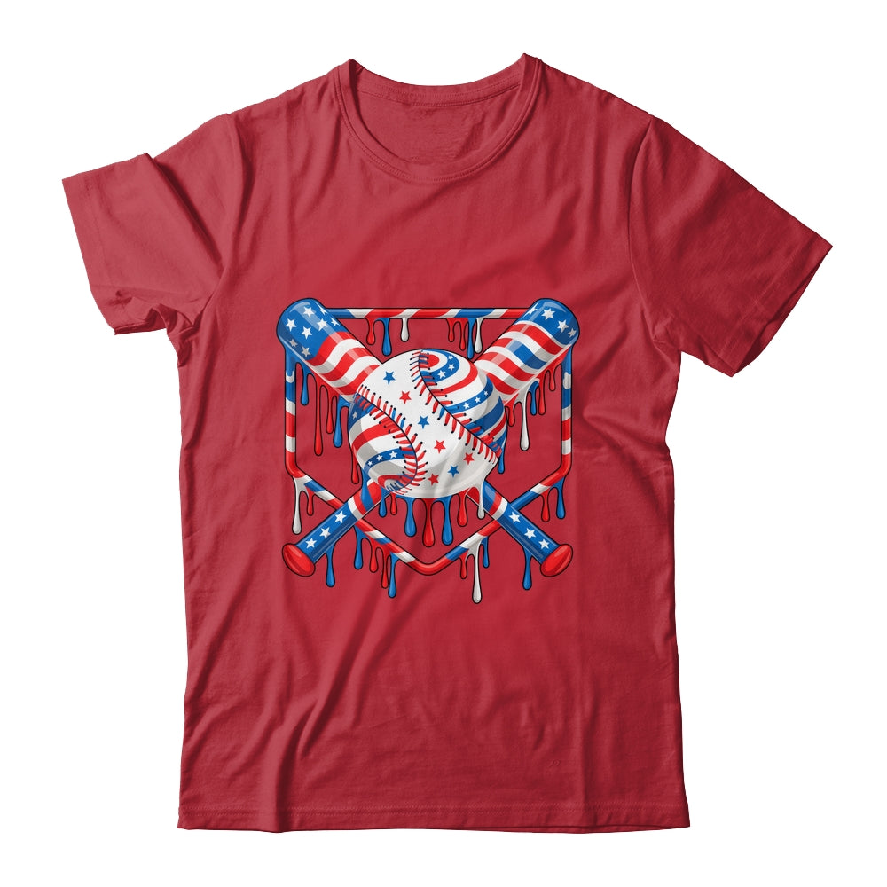 Baseball Drip American Flag Boys Girl Kids 4th Of July Shirt & Hoodie | siriusteestore