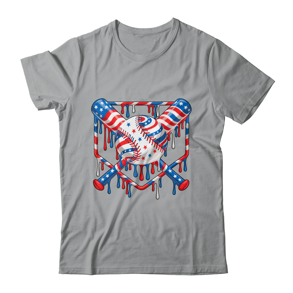 Baseball Drip American Flag Boys Girl Kids 4th Of July Shirt & Hoodie | siriusteestore