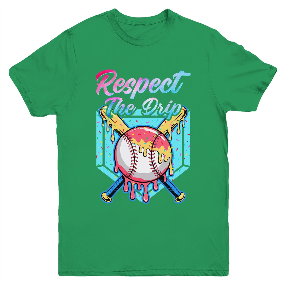 Baseball Drip Boys Home Plate Youth Sports Respect The Drip Youth Shirt | siriusteestore